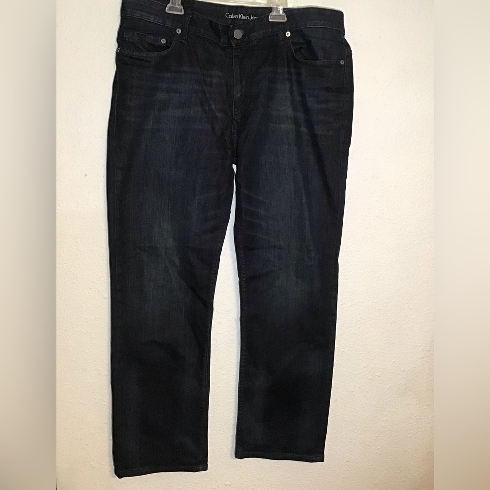 Calvin Klein dark blue straight jeans size 36x30”